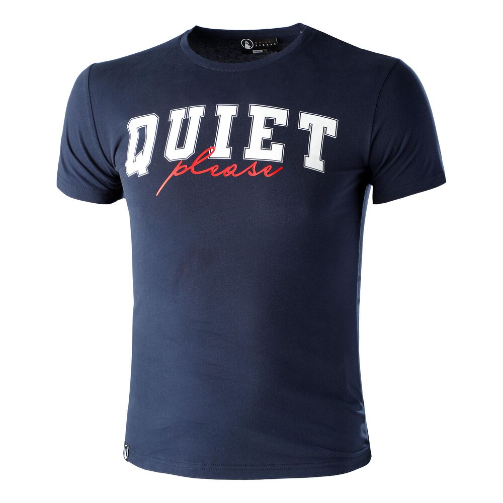 Quiet Please Dropshot College T-shirt Hommes - Bleu Foncé , Blanc