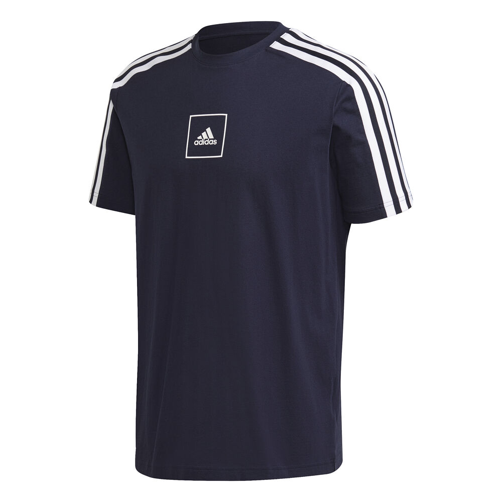adidas 3-Stripes Tape T-shirt Hommes - Bleu Foncé , Blanc