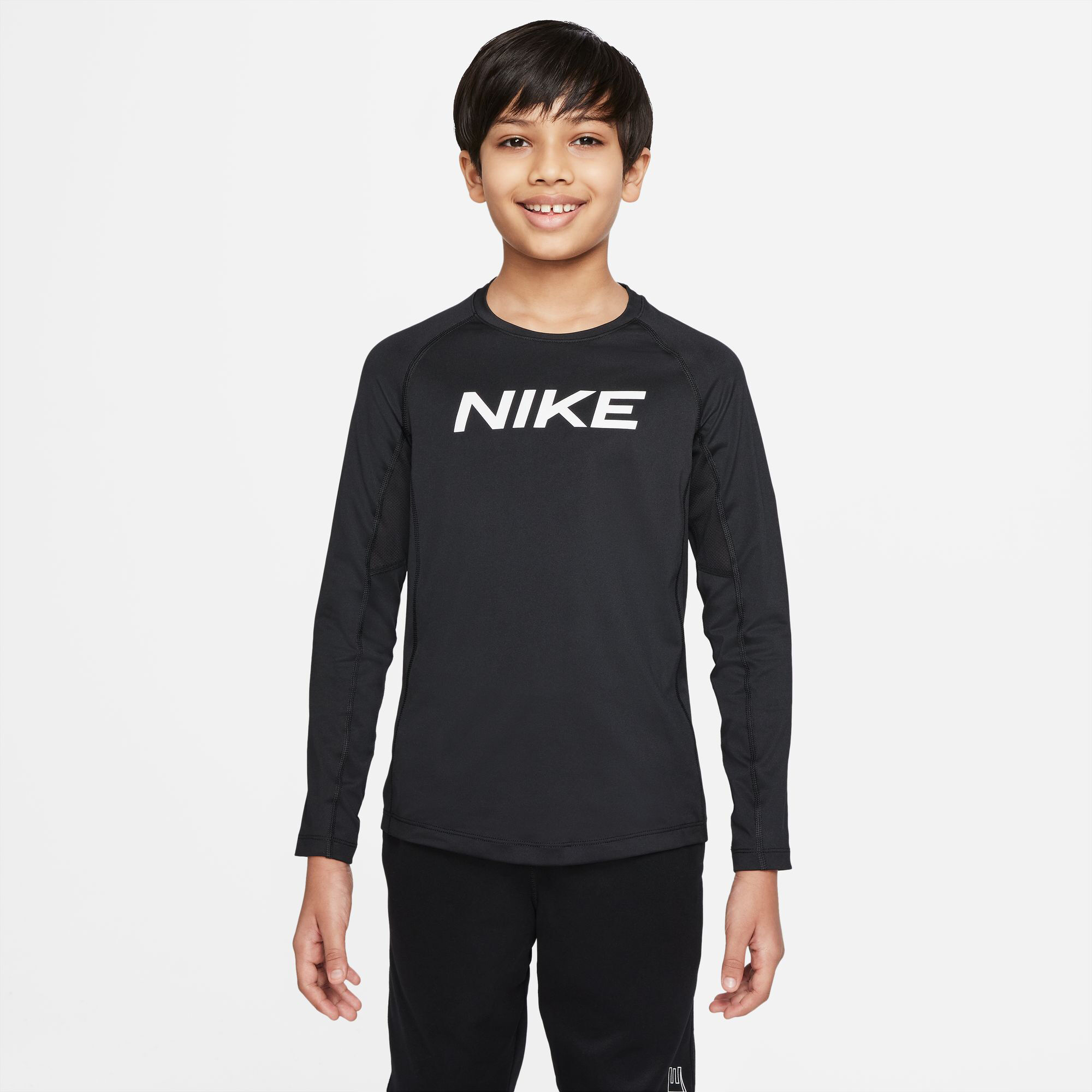 Buy Nike Dri Fit Pro Haut Manches Longues Gar ons Noir Blanc