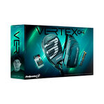 Raquette de padel Bullpadel Bullpadel Vertex 04 Pack Man Raquette de padel + tube de balles, + surgrip, + sac à dos-noir