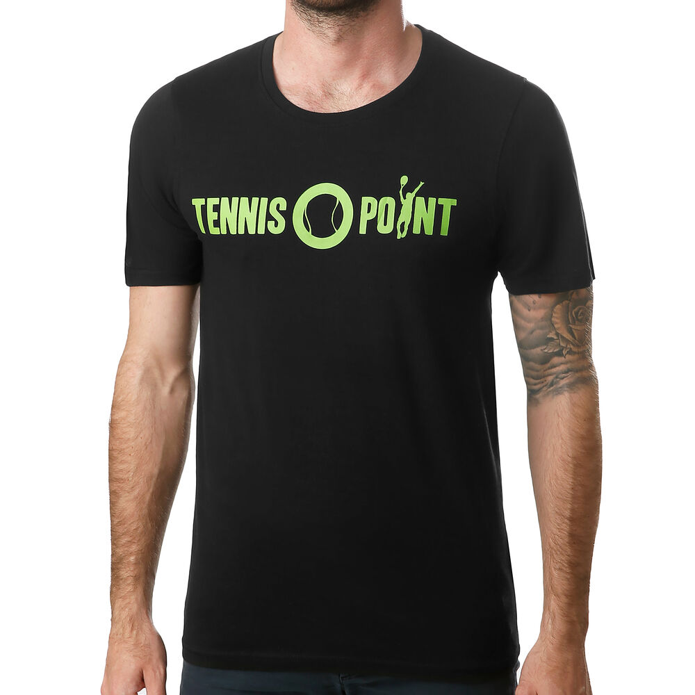 Tennis-Point Basic Cotton T-shirt Hommes - Noir , Vert Clair