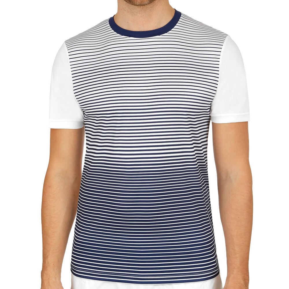 Wilson Team Striped Crew T-shirt Hommes - Bleu Foncé , Blanc