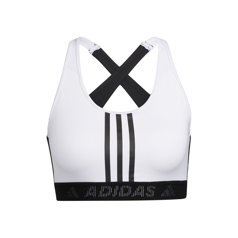 adidas 3-Stripes Medium Soutien-gorge Sport Femmes - Blanc , Noir