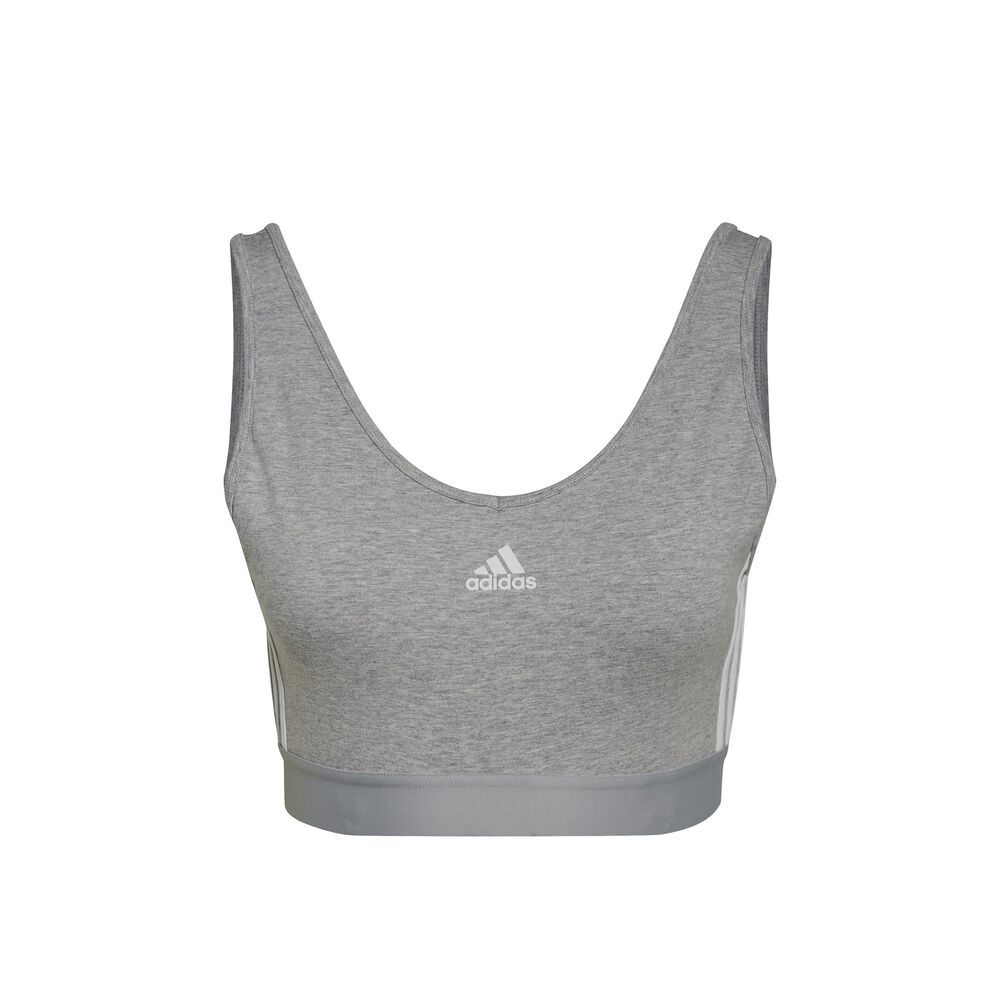 adidas 3-Stripes Crop Soutien-gorge Sport Femmes - Gris Clair