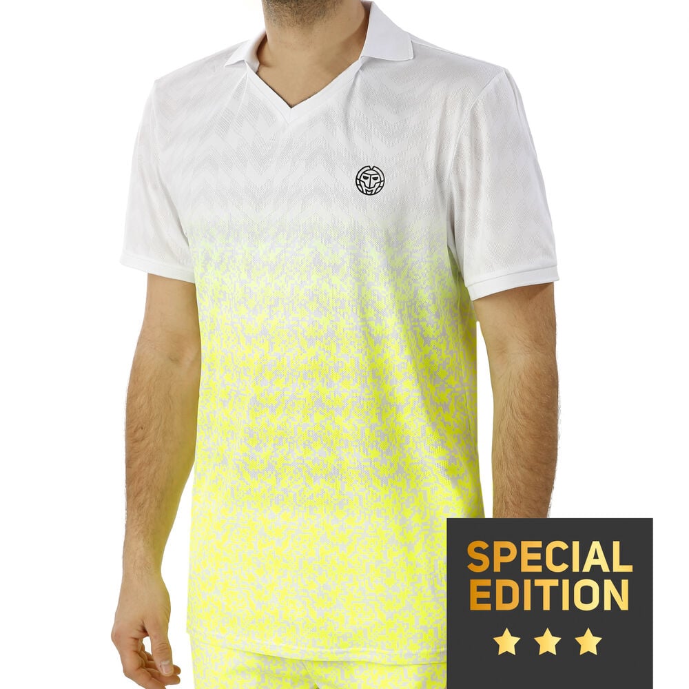 BIDI BADU Tano Tech Polo Edition Spéciale Hommes - Blanc , Jaunes Fluo
