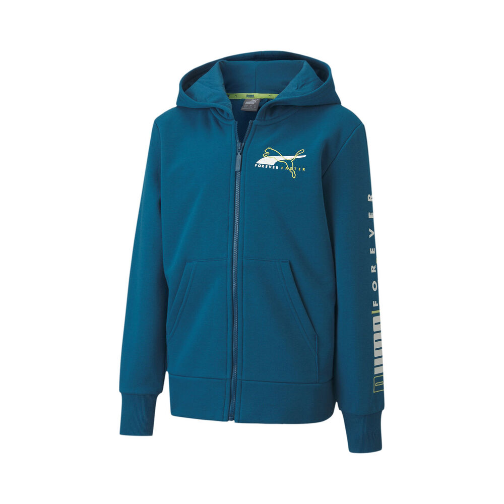 Puma Alpha Full-Zip FL Garçons - Bleu Petrol, Blanc