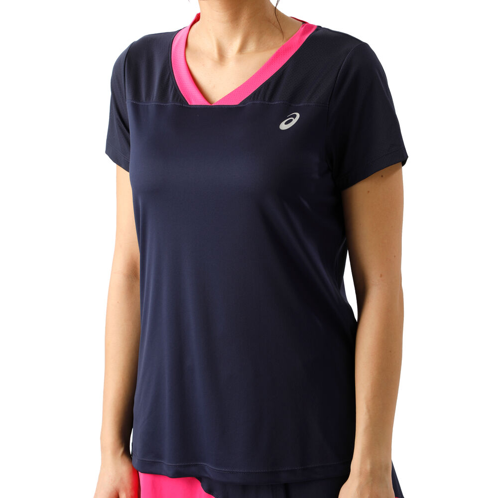 Asics Practice T-shirt Femmes - Bleu Foncé , Pink