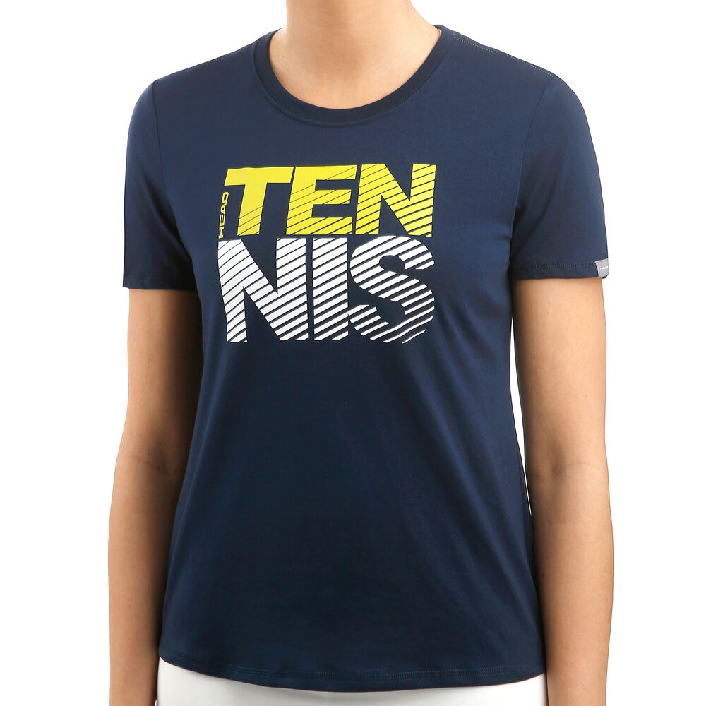 HEAD Club Lisa T-shirt Femmes - Bleu Foncé , Jaune Citron