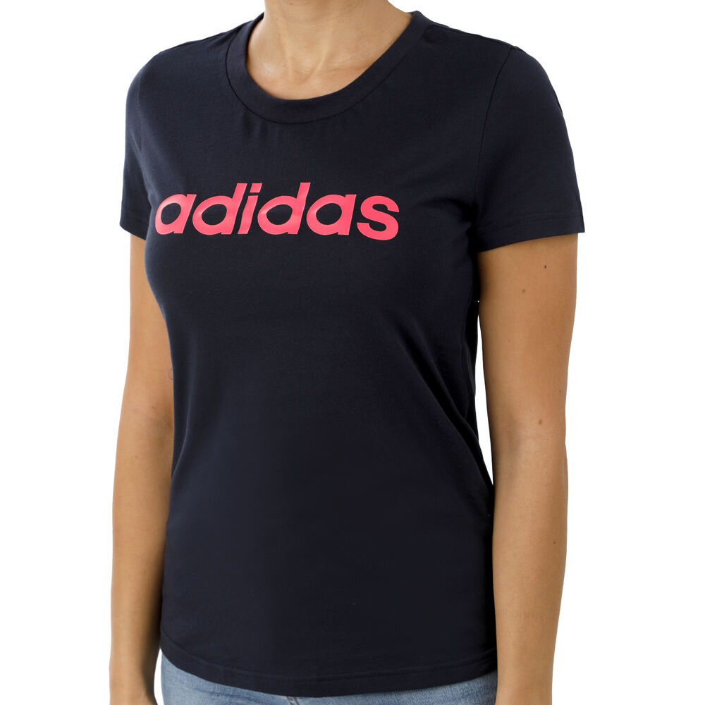 adidas Essentials Linear Slim T-shirt Femmes - Bleu Foncé , Corail