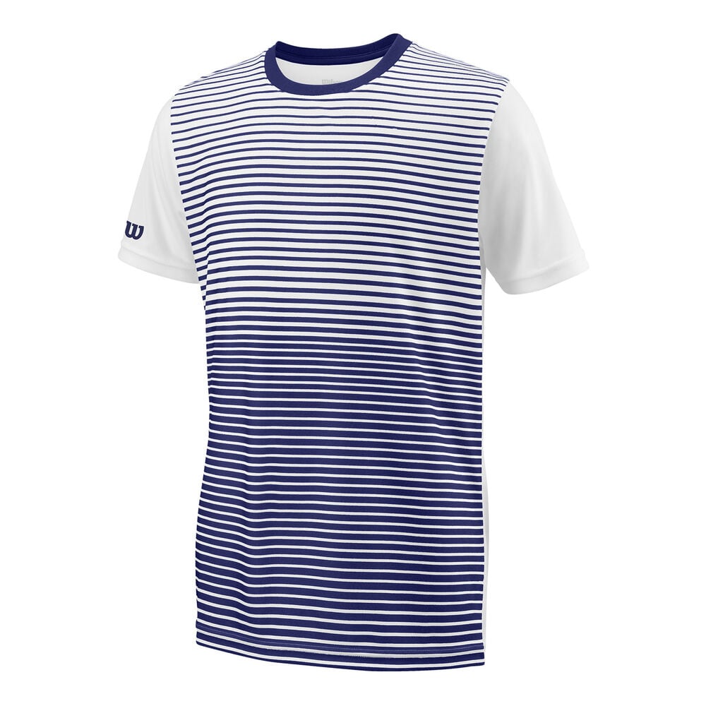 Wilson Team Striped Crew T-shirt Garçons - Bleu Foncé , Blanc