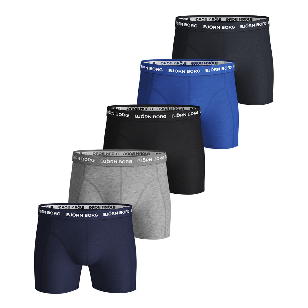 Björn Borg Solid Sammy Caleçon Pack De 5 Hommes - Bleu , Noir