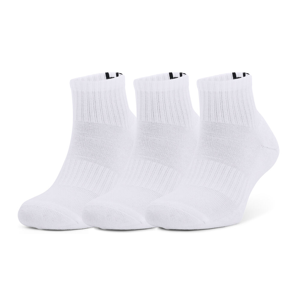 Under Armour Core QTR Chaussettes De Sport Pack De 3 - Blanc