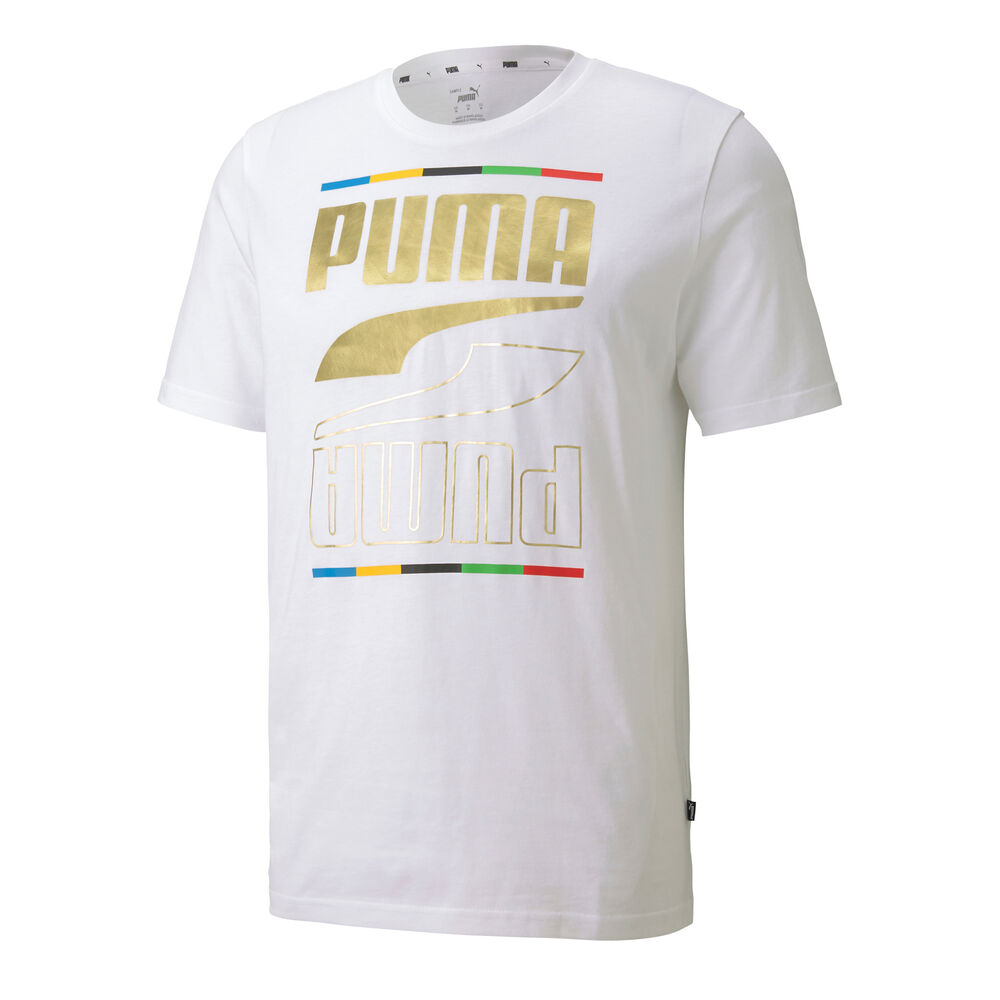Puma Rebel 5 Continents T-shirt Hommes - Blanc , Or