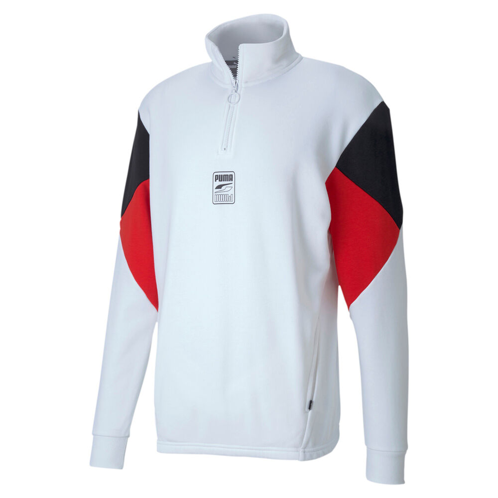 Puma Rebel Half-Zip TR Haut Manches Longues Hommes - Blanc , Bleu Foncé