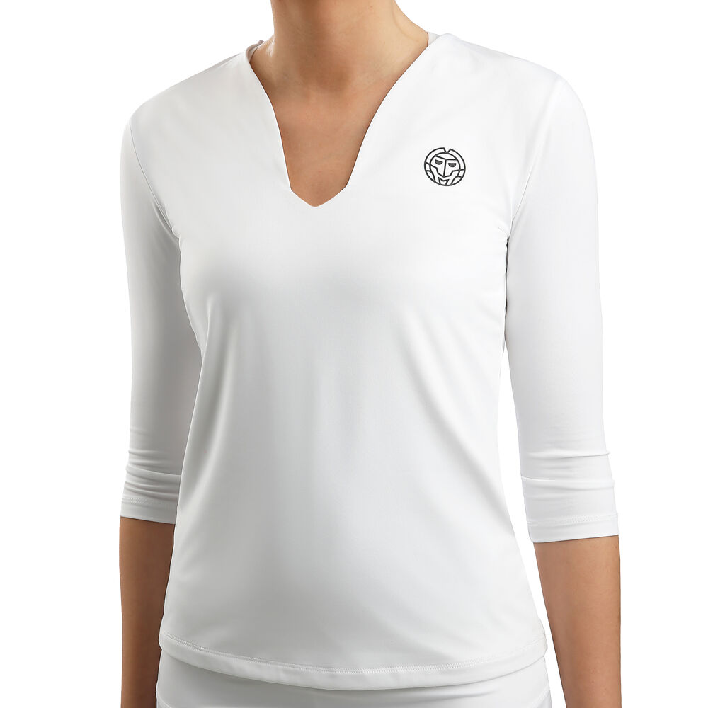 BIDI BADU Ariana Tech V-Neck Haut Manches Longues Femmes - Blanc , Noir