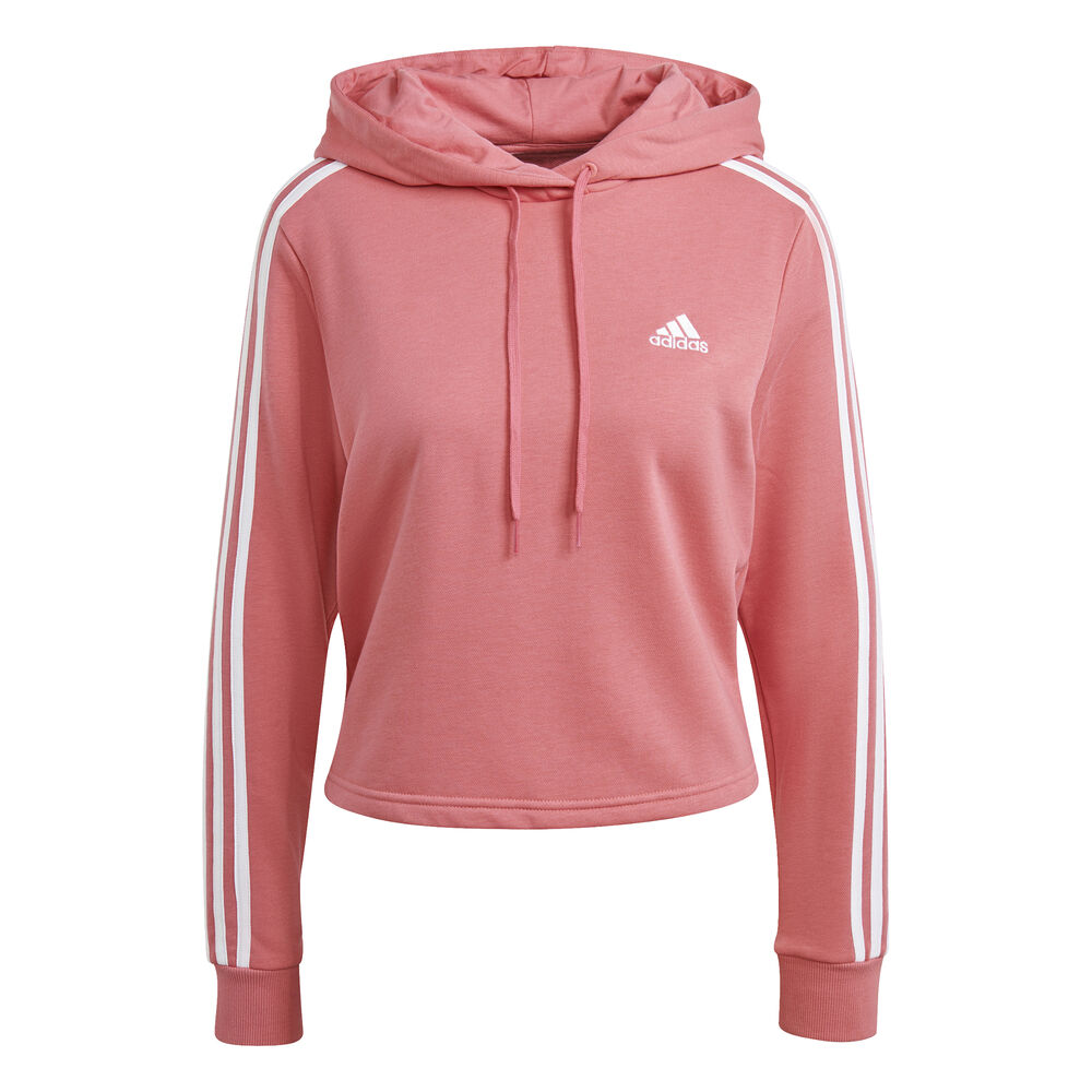 adidas Essentials 3-Stripes Cropped Sweat à Capuche Femmes - Rosé, Blanc