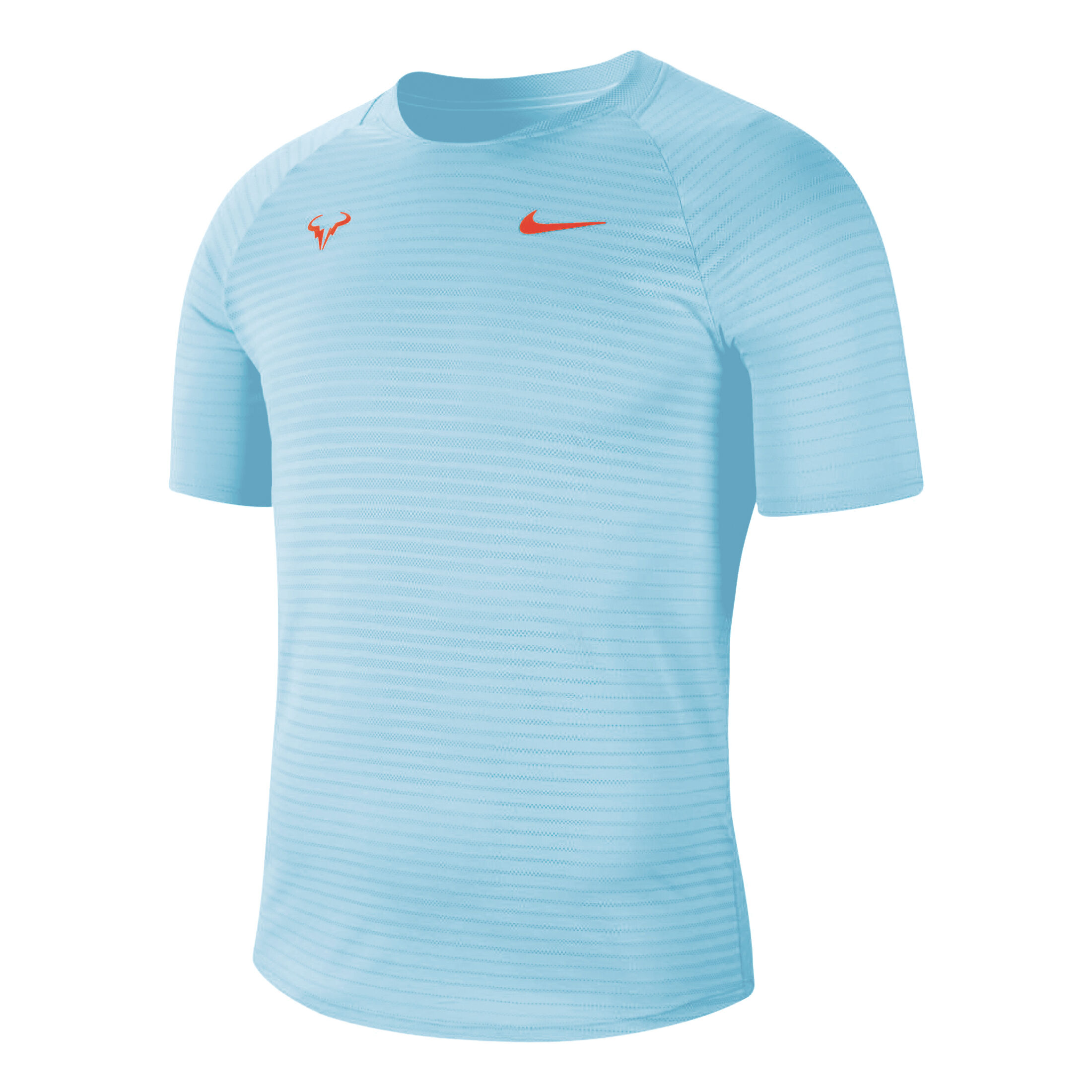 Rafael Nadal Court AeroReact Slam T shirt Hommes Bleu Clair Rouge Fluo