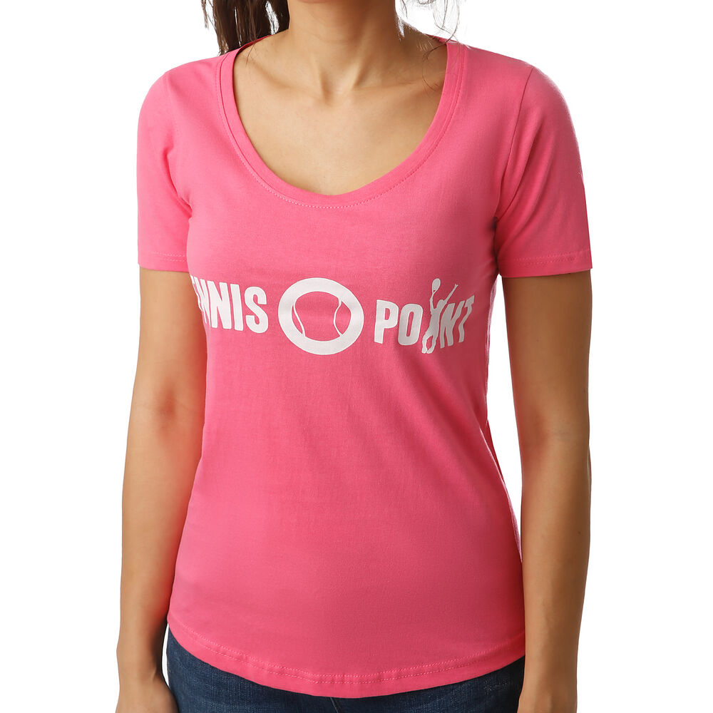 Tennis-Point Basic Cotton T-shirt Femmes - Pink , Blanc