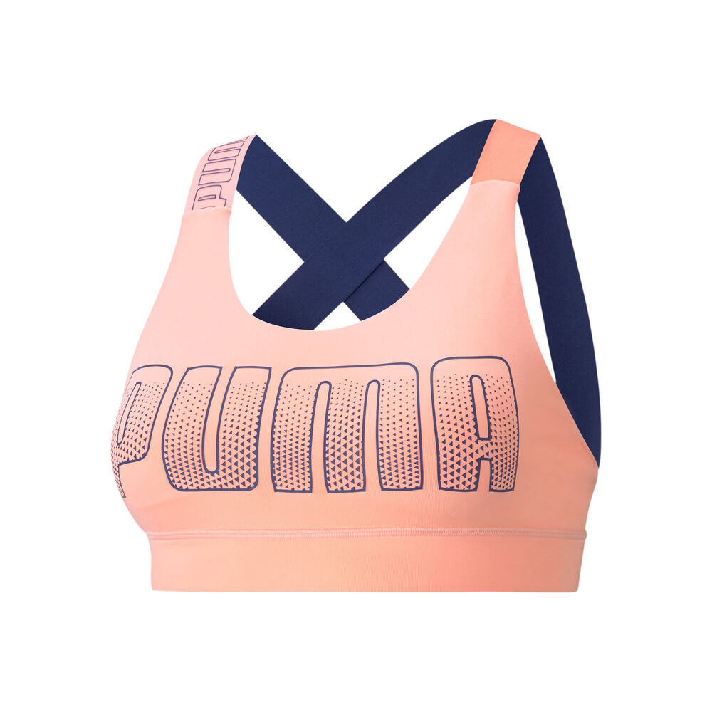 Puma Mid Impact Feel It Soutien-gorge Sport Femmes - Abricot, Bleu Foncé