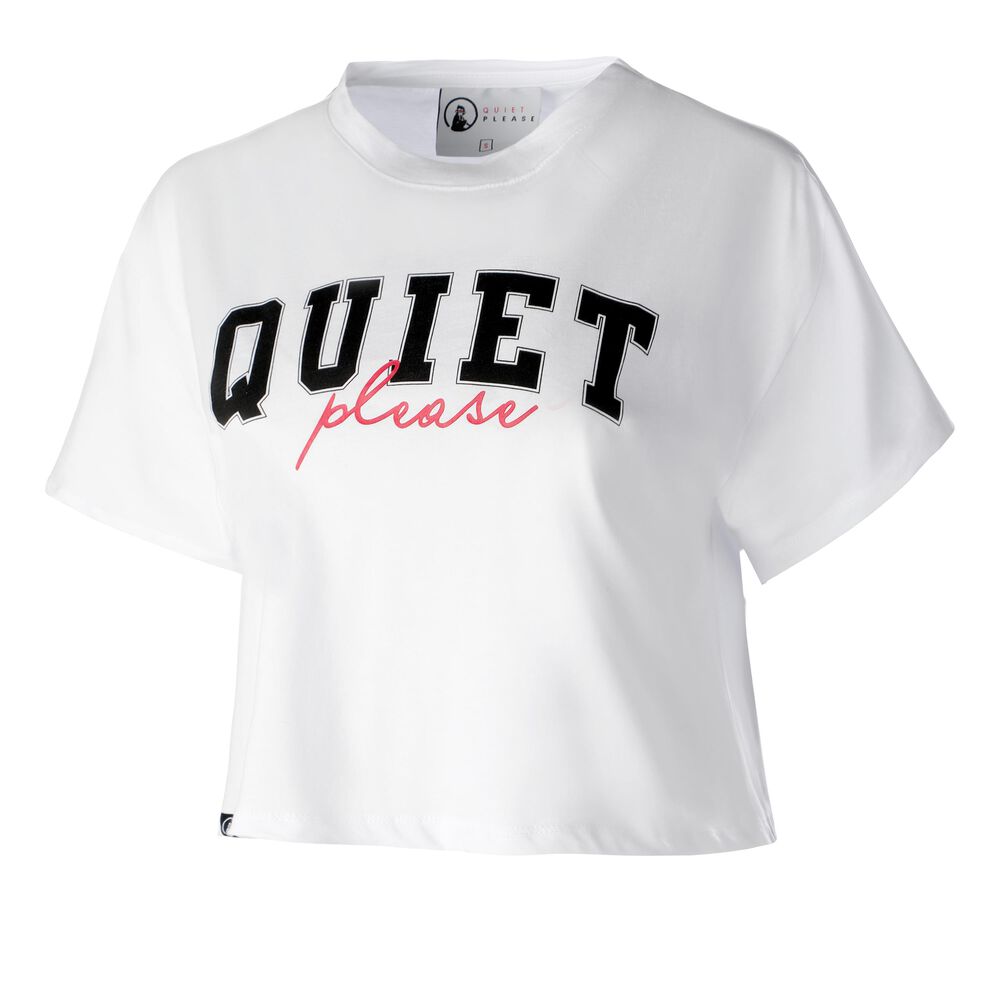 Quiet Please Jamming College Crop T-shirt Femmes - Blanc , Noir