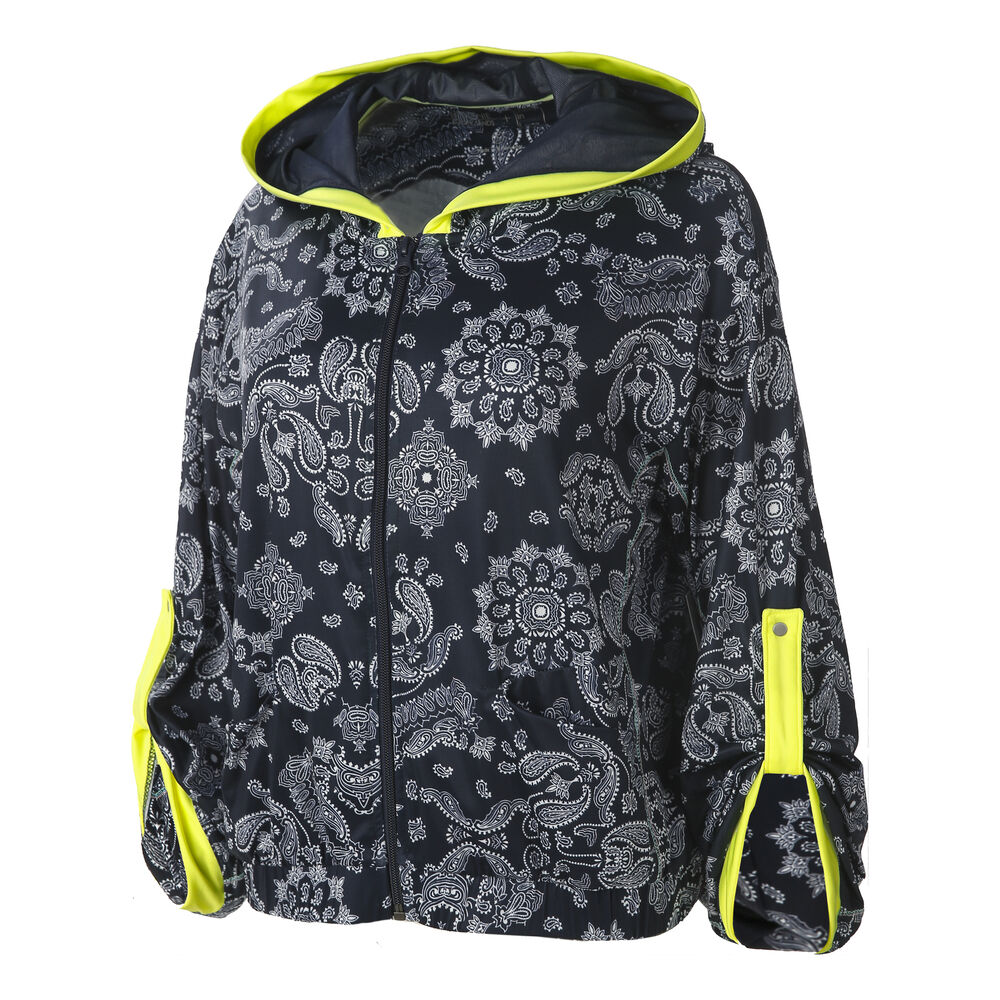 Lucky in Love Bandana Bell Sleeve Veste De Survêtement Femmes - Bleu Foncé , Jaunes Fluo