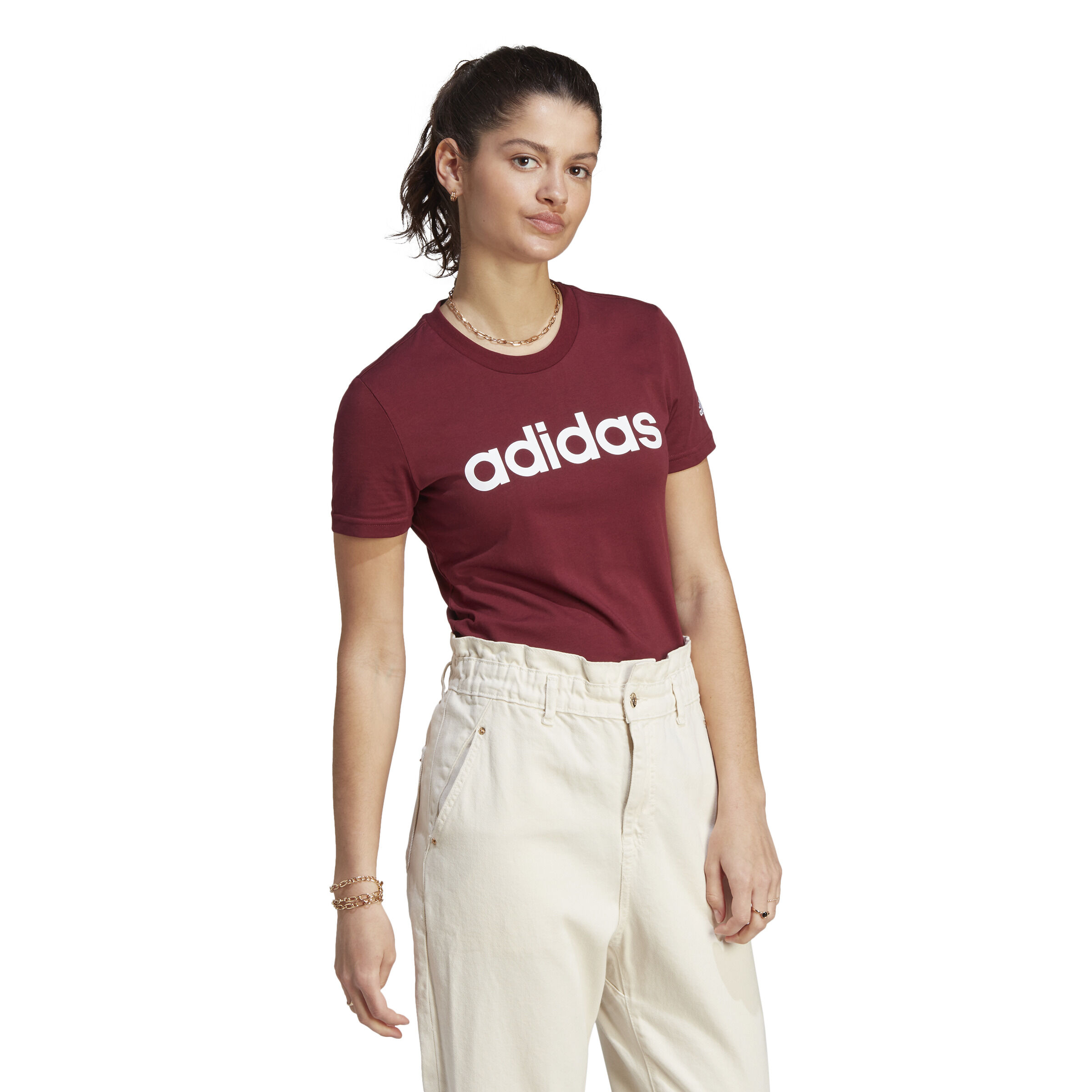 Buy adidas Linear T shirt Femmes Rouge Blanc online Tennis