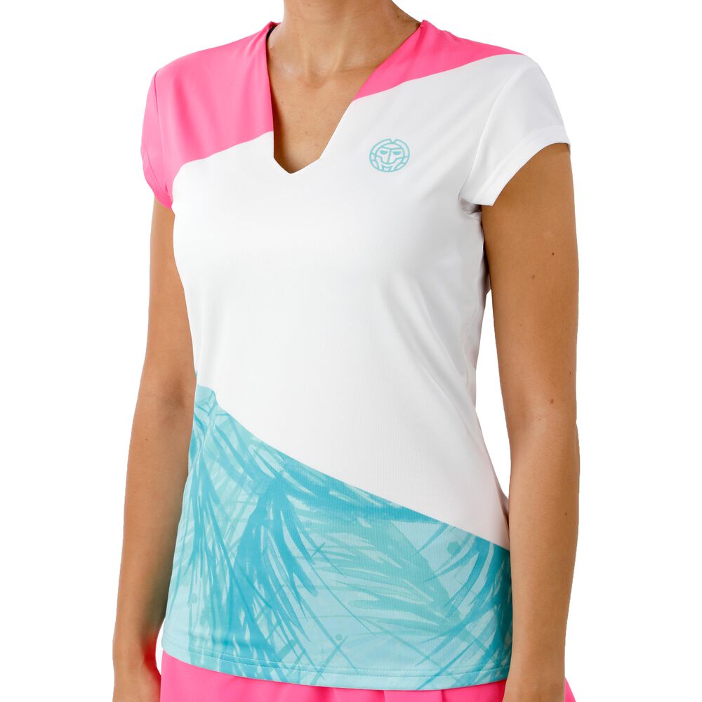 BIDI BADU Bella 2.0 Tech V-Neck T-shirt Femmes - Pink , Blanc