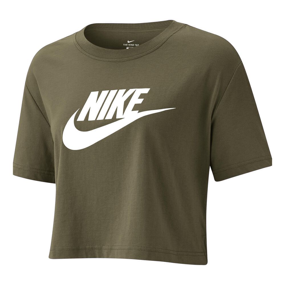 Nike Sportswear Essential Crop T-shirt Femmes - Vert Olive , Blanc