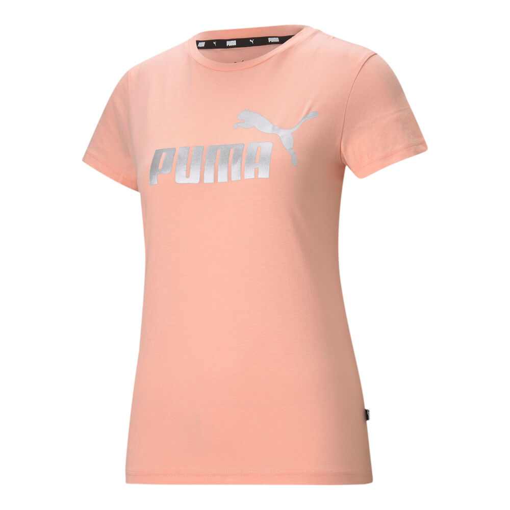 Puma Essential Metallic Logo T-shirt Femmes - Abricot, Argent