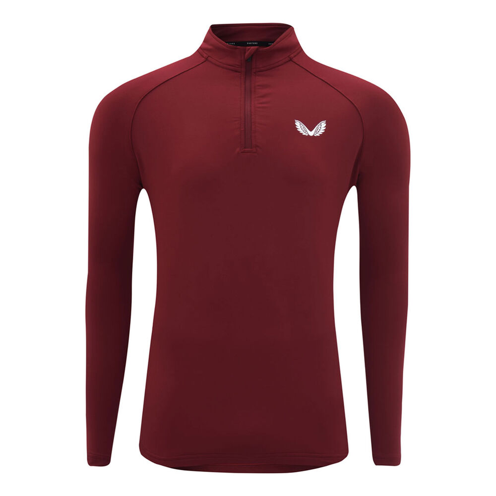 Castore Quarter Zip Haut Manches Longues Hommes - Rouge Foncé