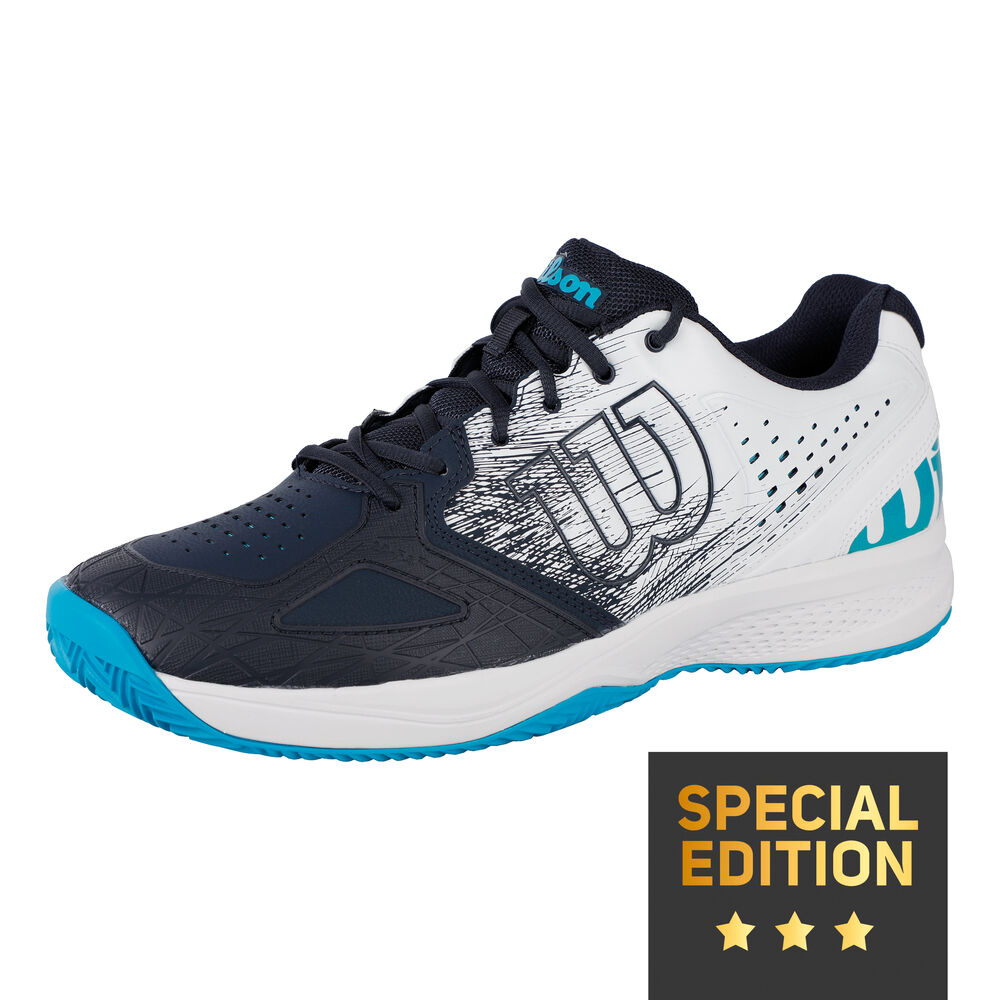 Wilson Kaos Comp 2.0 CC Ultra Chaussure Terre Battue Edition Spéciale Hommes - Blanc , Bleu Foncé