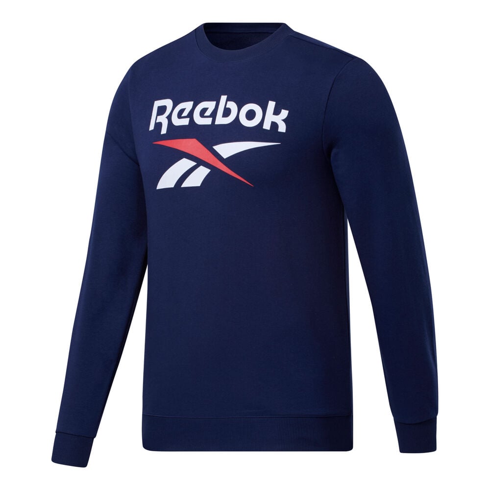 Reebok Ripped French Terry BL Crew Sweat-shirt Hommes - Bleu Foncé , Blanc