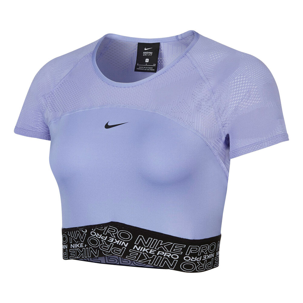 Nike Dry Crop T-shirt Femmes - Lilas , Noir