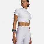 V&ecirc;tements Under Armour Under Armour HeatGear Crop T-shirt Femmes-blanc, gris