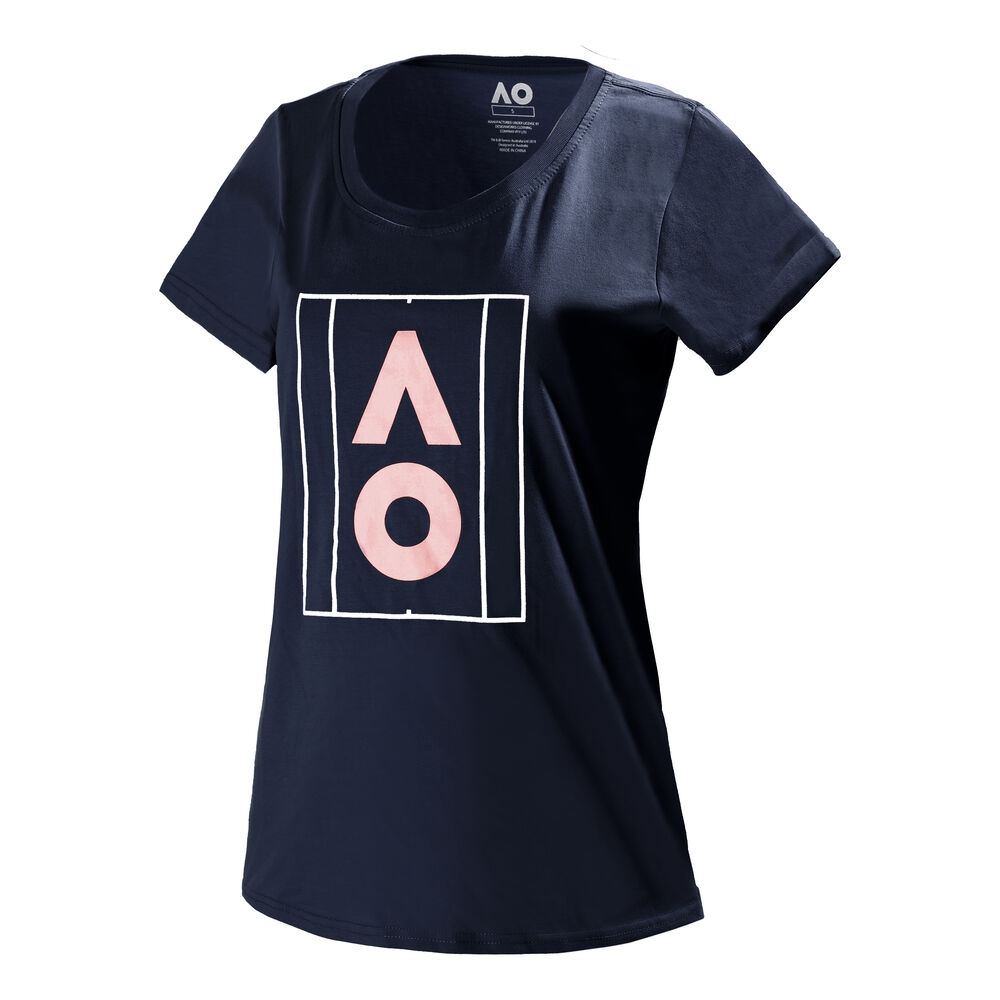 Australian Open Logo Court Crew T-shirt Femmes - Bleu Foncé , Rosé