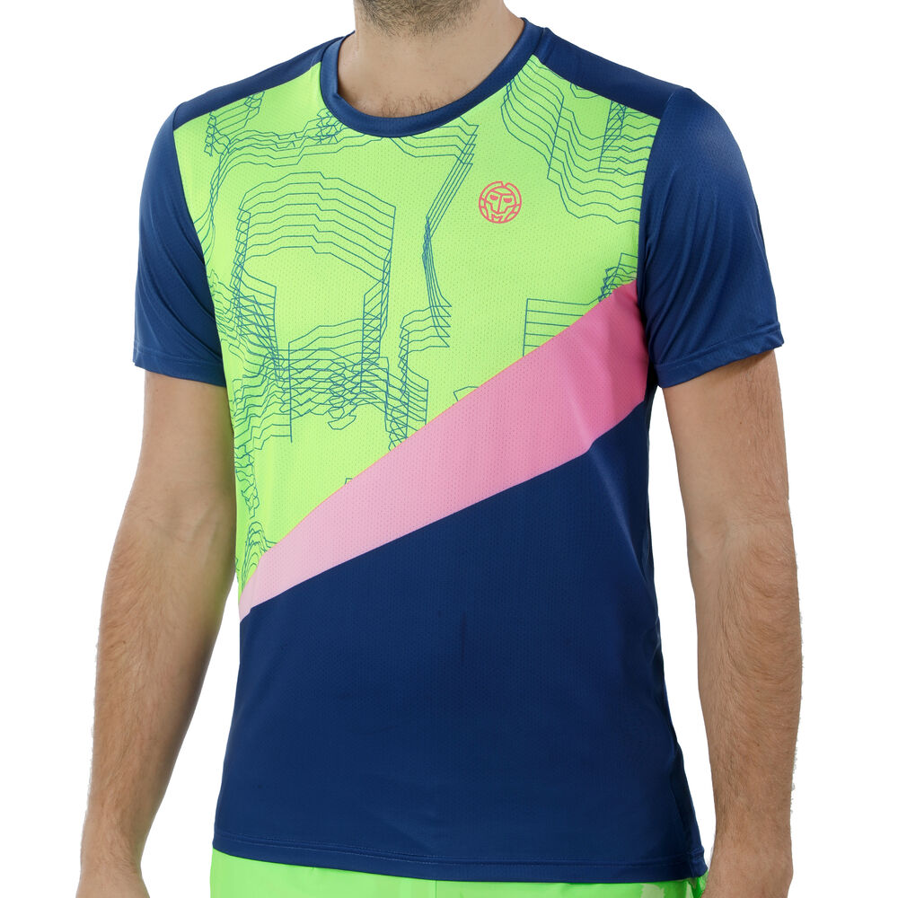 BIDI BADU Jarol Tech T-shirt Hommes - Bleu Foncé , Vert Fluo