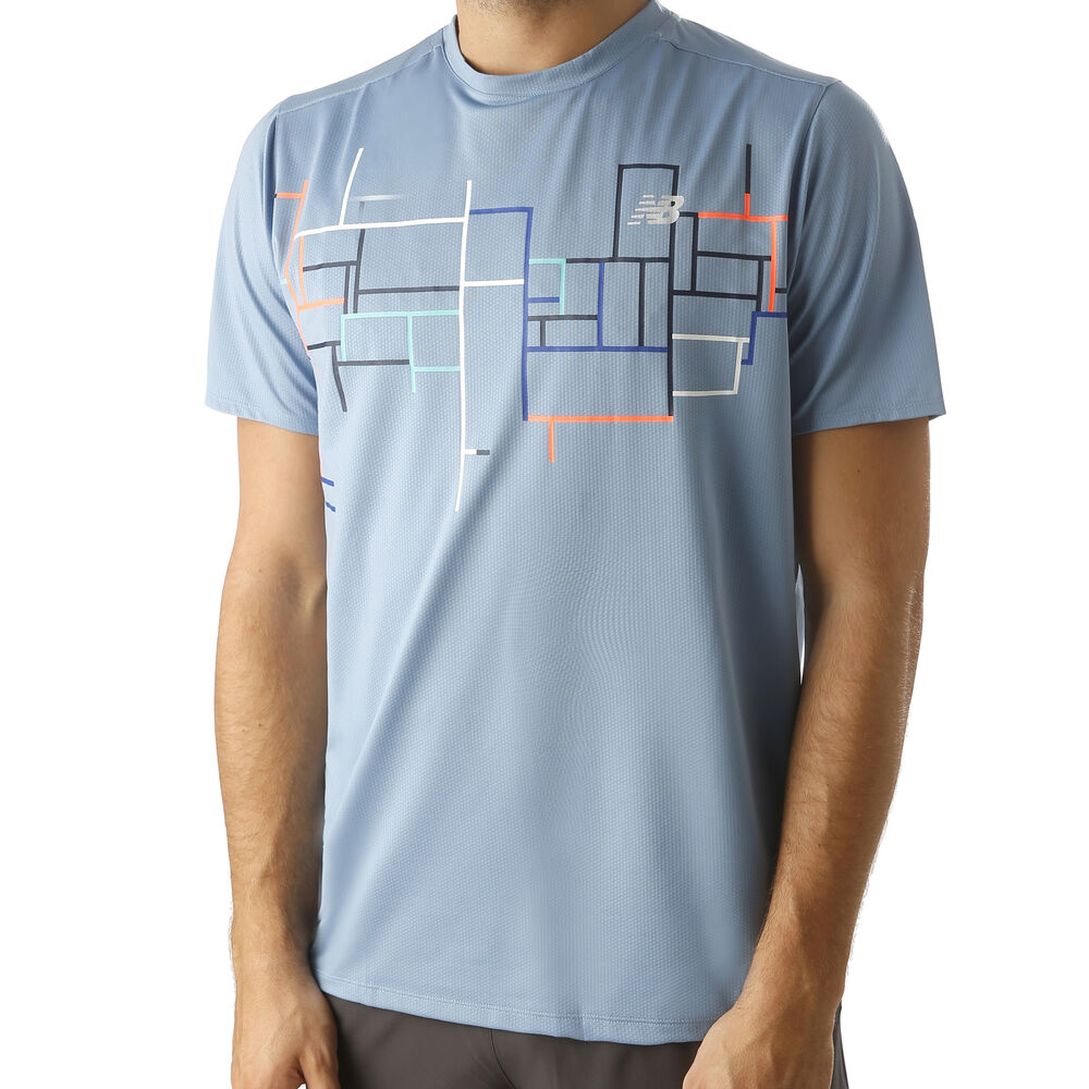 New Balance Rally Crew T-shirt Hommes - Bleu Clair , Multicouleur