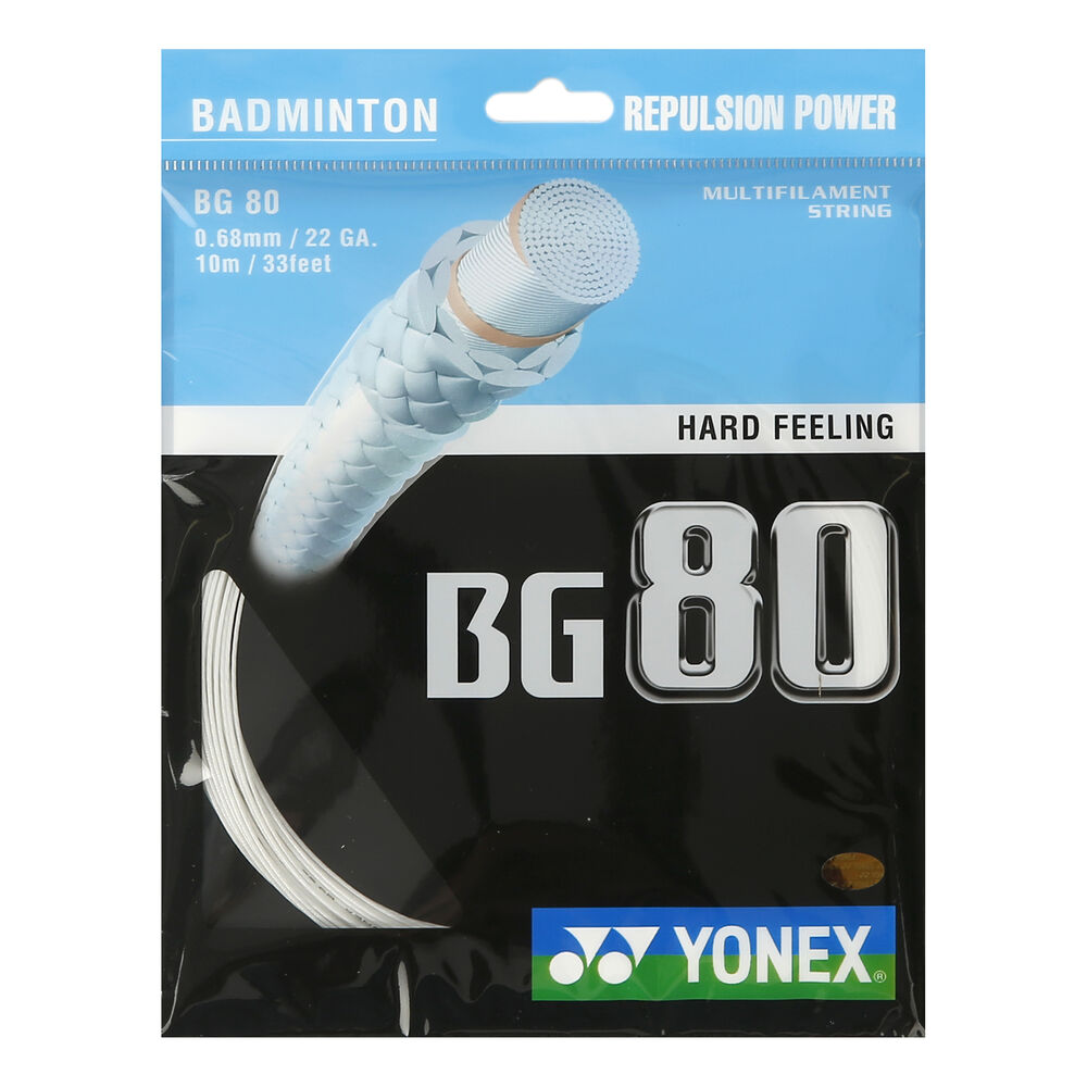 Yonex BG 80 Garniture De Cordage Badminton 10m - Blanc