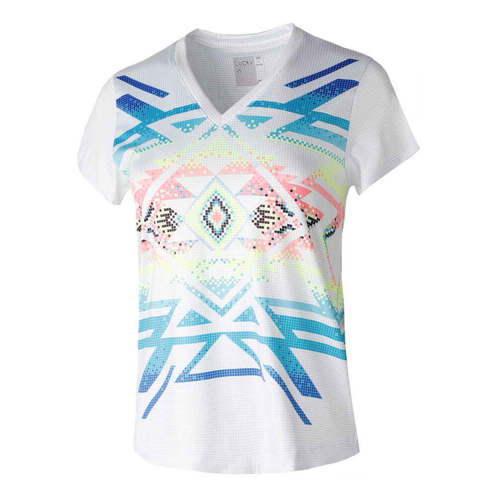 Lucky in Love Square Are You T-shirt Femmes - Blanc , Multicouleur