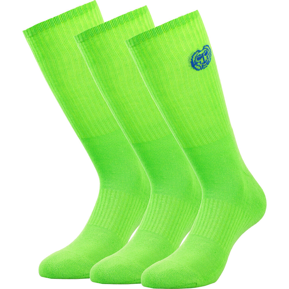 BIDI BADU Matayo Crew Tech Chaussettes De Sport Pack De 3 Hommes - Vert Fluo , Bleu