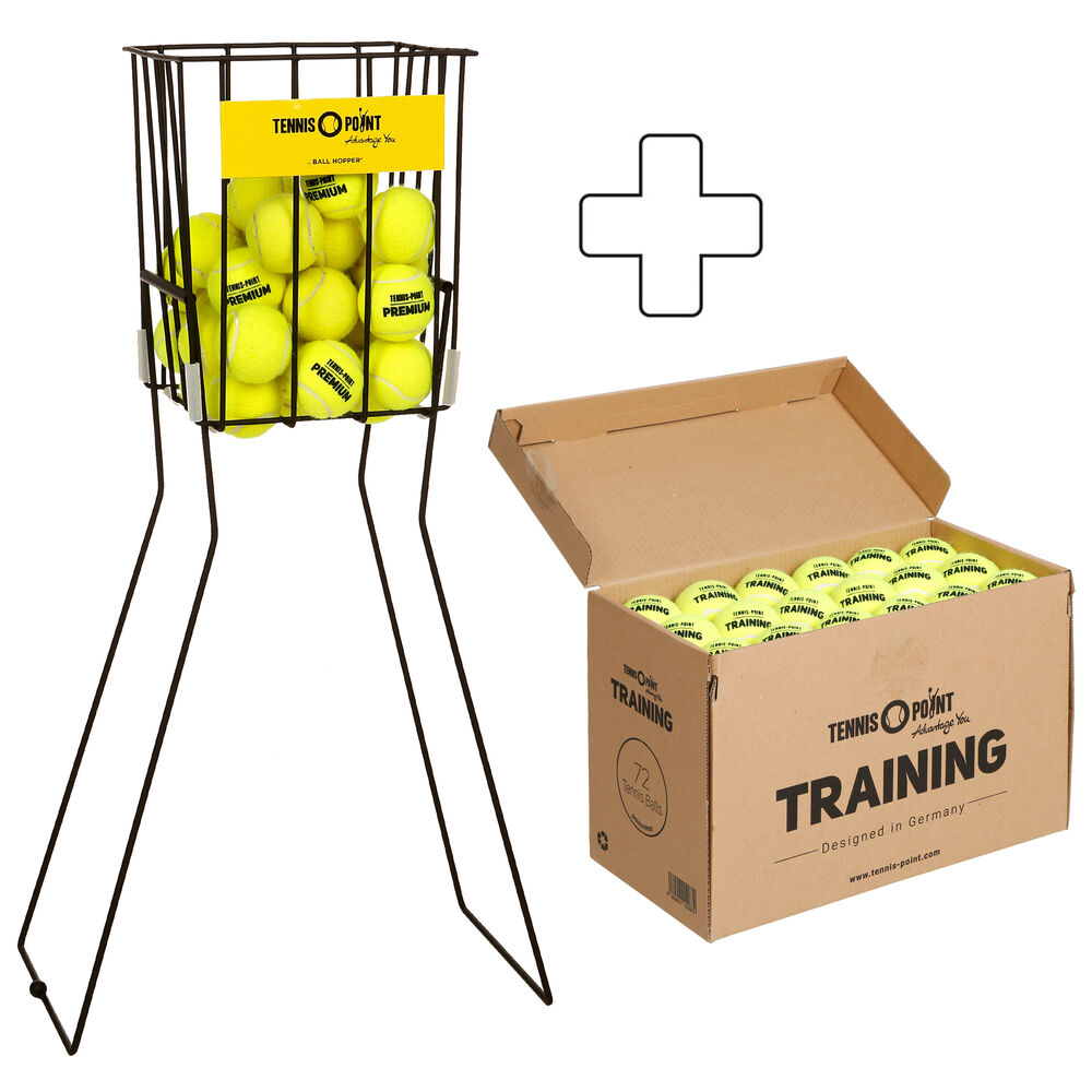 Tennis-Point Training Sac De 72 Balles + Panier Ramasse Balles, Sans Pression