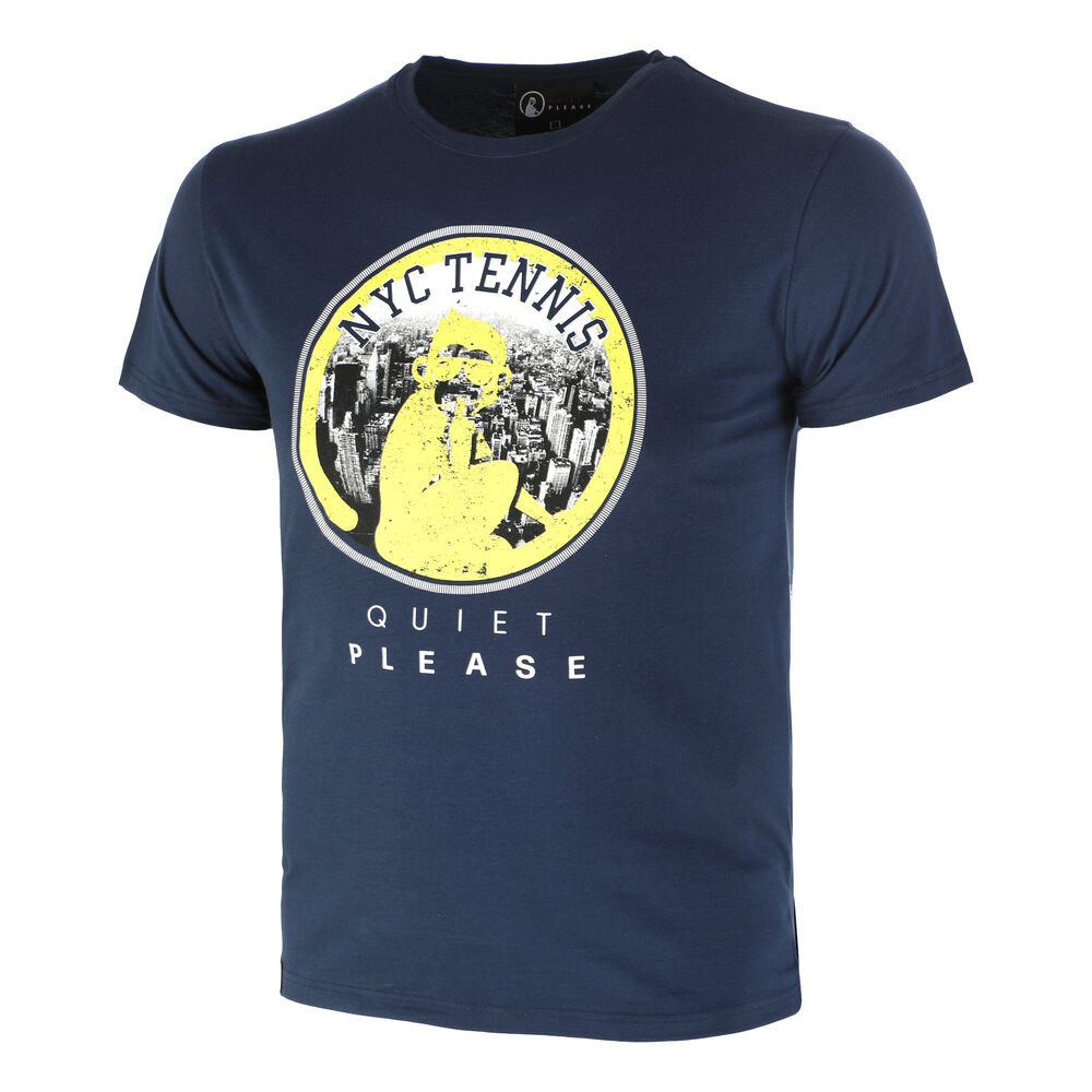 Quiet Please NYC T-shirt Hommes - Bleu Foncé , Jaune