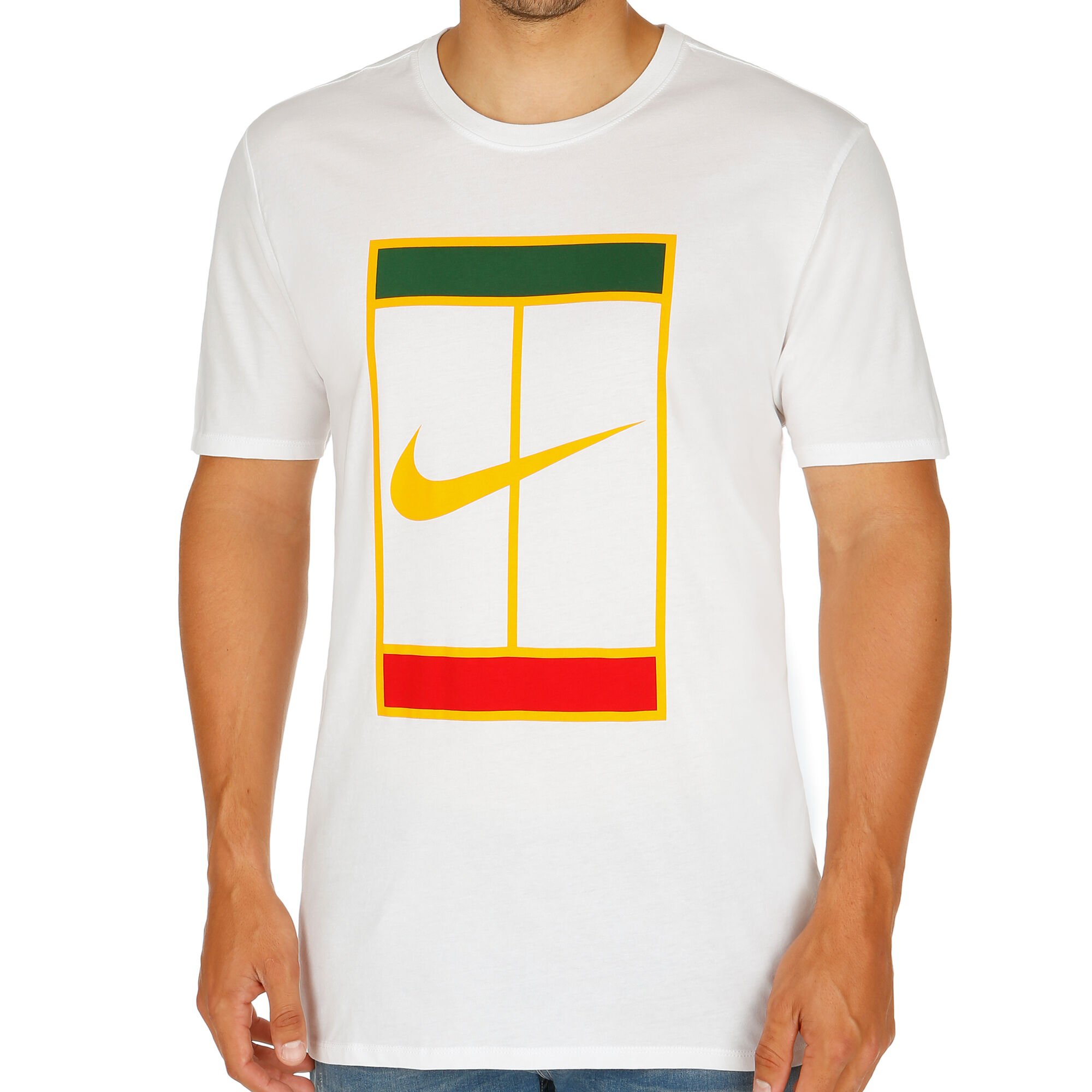 Buy Nike Court Heritage Logo T shirt Exclusif Hommes Blanc Jaune